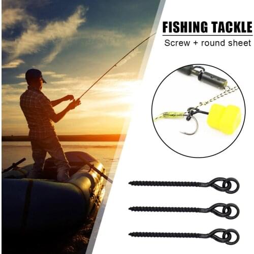 20pcs Boile Screw Peg with Round/Oval Ring Swivel D-Rig Chod Rig Terminal Tackle Bait Holder Carp Fishing Accessories 12/15/26mm