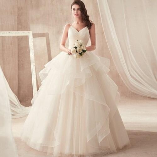 Jiayigong Ball Gown Corset Wedding Dress Sexy Spaghetti Straps Pleats Ruffles Tulle Princess Bridal Gowns Robe De Mariage
