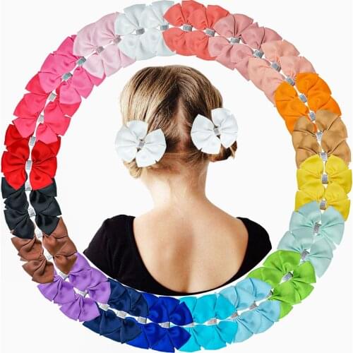 40 Pieces Hair Bows Clips Grosgrain Ribbon Boutique Hairbows Alligator Clips for Baby Girls Toddlers Kids (20 Colors in Pairs)
