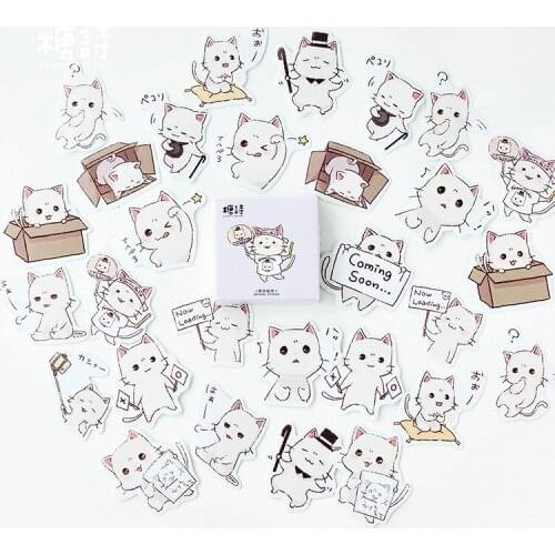 45pcs/set Kawaii Cartoon Cat Stickers Hand Account Album Decoration Stickers Sealing Stickers DIY Stickers