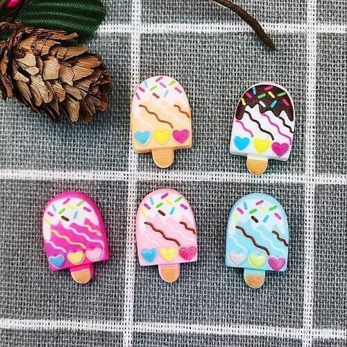 6pcs Jewelry Charms Flat Back Cartoon Ice Cream Kid Shoes Decoration Make Croc Accessories Jewelry Decorate Findings