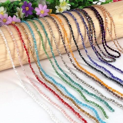 100Pcs/String Crystal Glass 3x5mm Drop Water Shape Shinning AB Colors Loose Beads for Jewelry Women Making Accessories