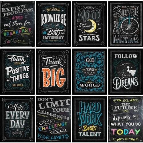EverShine DIY Diamond Embroidery Scenic Full Drill Square Diamond Painting Text Rhinestones Mosaic Blackboard Wall Decor
