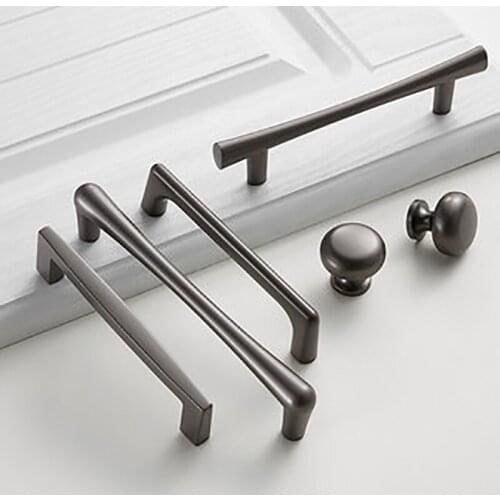 American Style Black Cabinet Handles Solid Aluminum Alloy Kitchen Cupboard Pulls Drawer Knobs Furniture Handle Hardware