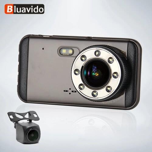 Bluavido 4" IPS Car DVR Camera FHD 1080P WDR Night Vision Dual Lens auto Registrator video recorder G sensor Dash camera