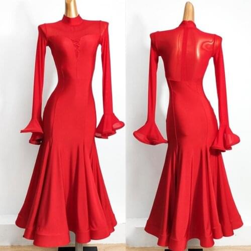 Ballroom dress women American waltz dress smooth dress standard ballroom dress red 640