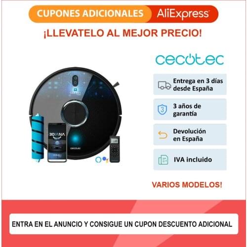 CECOTEC Robot vacuum cleaner Conga 3890 - 3790 - 4690 - 6090 - 7090 laser navigation. Brush Jalisco. Up to 10000Pa. APP