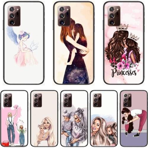 Mother angel Phone Case cover hull For SamSung note20 10 9 8 4 pro plus black prime soft bumper Transparent