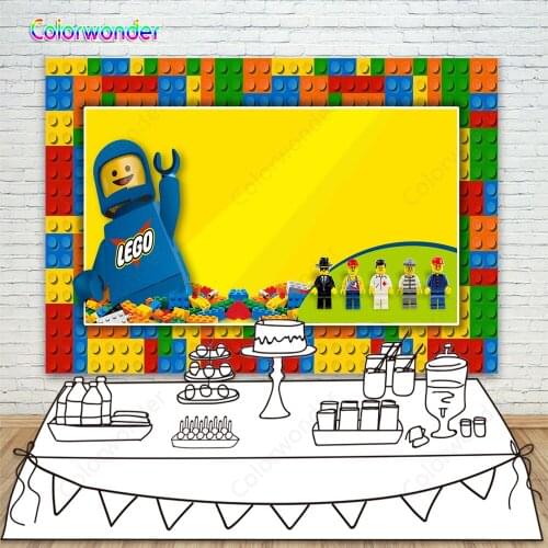 Colorwonder Photography Background People in Different Occupations 7x5ft Colorful Lego Backdrop for Kids Birthday Party Decor