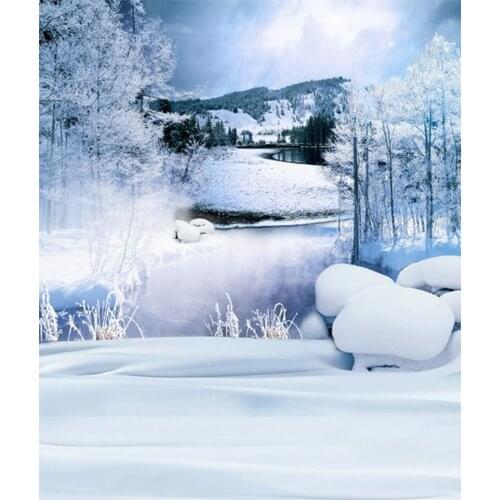 5x7ft Snow Tree Hill Landscape White World Photography Backdrops Photo Props Studio Background