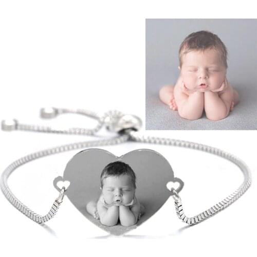 Customized Bracelets Engrave Photo Name Date Bracelet Stainless Steel Engrave Adjustable Bangles For Women ID Tag Memory Gift