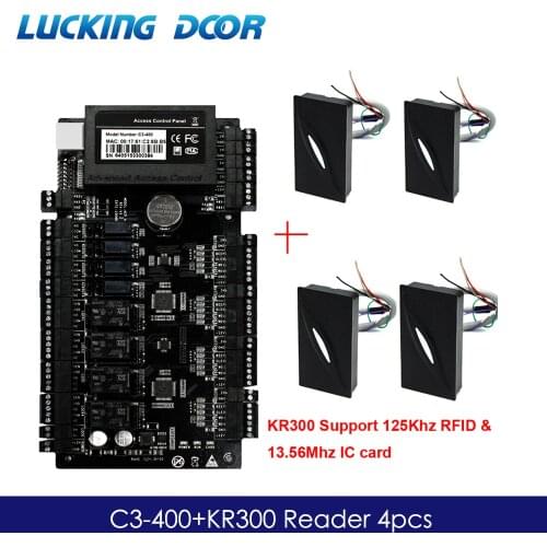 IP-based Door Access Control Panel with 4pcs KR300 Reader TCP/IP RS485 Communication Advanced Access Control Wiegand 26