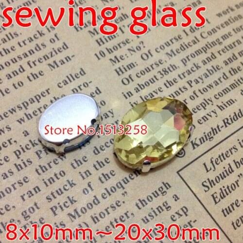 Jonquil Yellow Color Sew On Crystal Oval Fancy Stone With Metal Claw Settingm8x10m,10x14mm,13x18mm,18x25mm,20x30mm