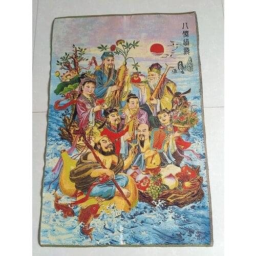 Chinese Antique collection Thangka embroidery Eight Immortals across the sea diagram