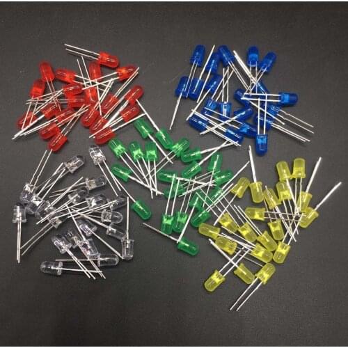 500Pcs/lot 3mm LED Diode Kit Ultra Bright LEDs Lights Lamp Emitting Diodes White Yellow Red Blue Green DIY Kit Set Bulb Lamp