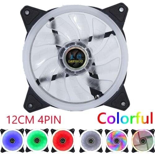Lanshuo 120mm PC Computer Case Fan Cooling Cooler 4Pin Adjustable RGB LED 12V DC 1300RPM Mute Ventilador