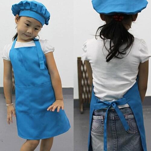 HOT SALES !!!Children Kid Cooking Baking Painting Cooking Art Craft Plain Apron Pocket Bib
