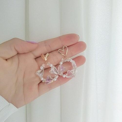 Fashion Dream Dangle Earrings For Women crystal glass earrings hollow small love earrings Jewelry