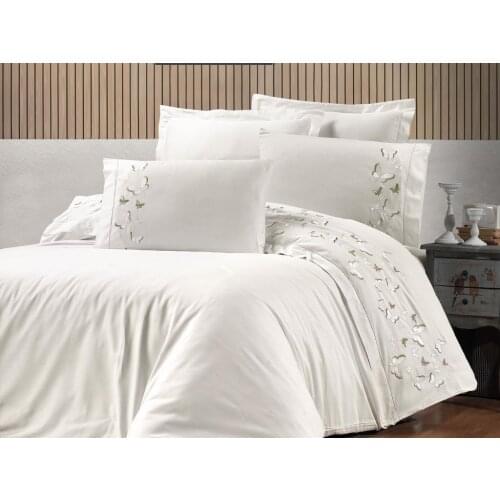 Bianca Embroidered Duvet set Cream