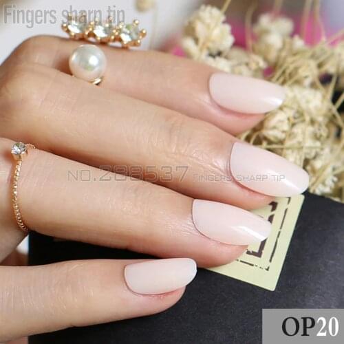 24pcs new product sales long small round Baby pink Nude color oval head fake nail fit comfortable DIY nail candy color R26 P20