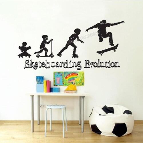 SKATEBOARDING Evolution Wall Decal Skate Wall Art Stickers Skateboard Wall Stickers Kids Room Vinyl Removable Home Decor C460