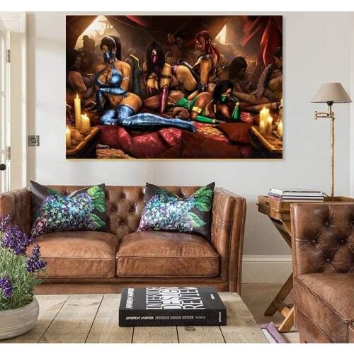 Mortal Kombat Poster Wall Art Home Wall Decorations for Bedroom Living Room Oil Paintings Canvas Prints frame