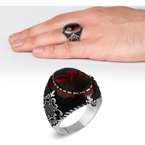 Guaranteed High-quality 925 Sterling Silver AGATE STONE ring Jewelry Made in Turkey in a luxurious way for men with gift
