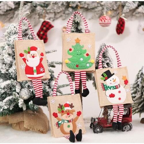Xmas Gift Bag Wide Application Adorable Fabric Christmas Holiday Candy Pouch Handbag Home Decoration Wholesale Dropshipping