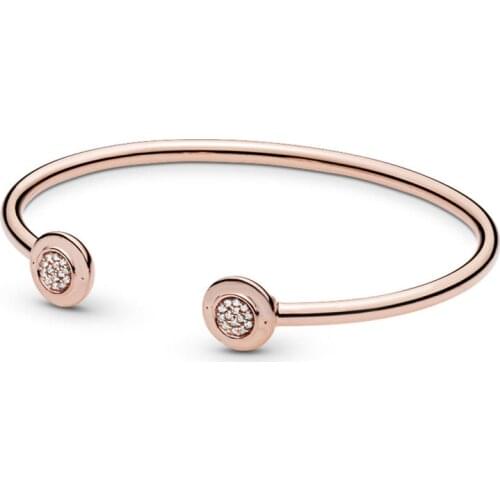 Authentic 925 Sterling Silver Pan Bracelet New Classic Hot Rose Gold Open-end Couple Bracelet Fit Diy Charm Women Jewelry