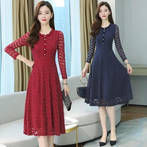 4XL Plus Size Red Long Sleeve Midi Dress 2021 Sping Autumn Fashion Sexy Mesh Lace Dress Vintage Women Bodycon Party Chic Vestido