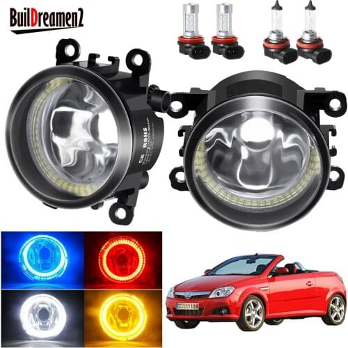 Angel Eye Fog Light Assembly For Opel Tigra TwinTop Convertible 2004 2005 2006 Car Front Bumper Fog Light with Halo Ring DRL H11