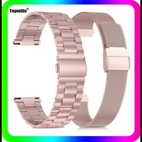 Toyouths Stainless Steel Loop Strap for Fitbit Versa 2 Metal Watch Strap for Fitbit Versa 22mm Slim Clasp Strap 2Pcs/Set Bands