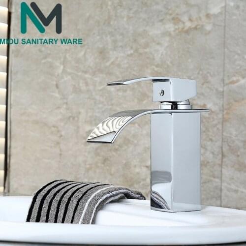 Hot cold basin faucet Waterfall Bathroom Vanity Sink Faucet Single Lever Chrome Brass Hot and cold Basin Washing Taps