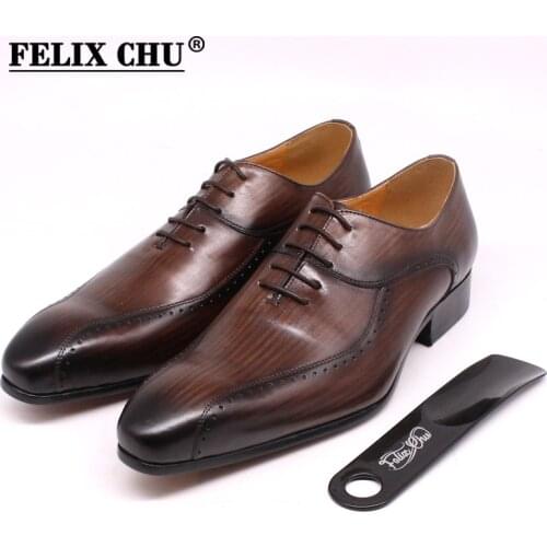 Size 13 Men Dress Shoes Genuine Leather Business Mens Oxford Shoes Brown Lace Up Pointed Toe Handmade Formal Work Shoes for Men