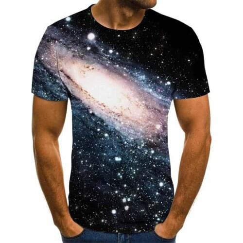 2020 Foreign Trade Hot Style Galaxy Starry Sky Print Short Sleeve Men 'S Summer Fashion 3dt Shirt Breathable Top