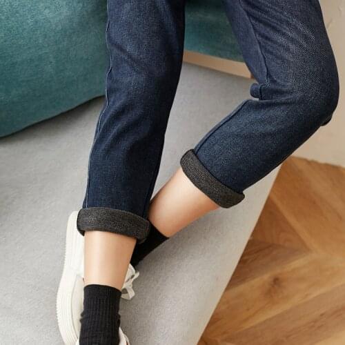 Thicken Plus Velvet Jeans Women 2021 Autumn And Winter Loose Pencil Foot Womens Pants
