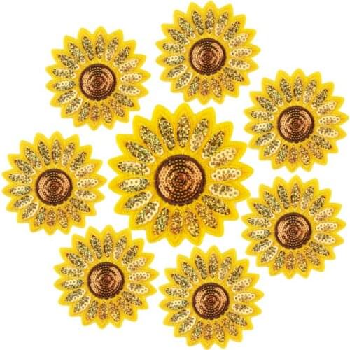 10 Wholesale Sun Flower Embroidered Patches For Clothing Thermoadhesive patches Cartoon Iron On Patches Kids On Clothes Badges
