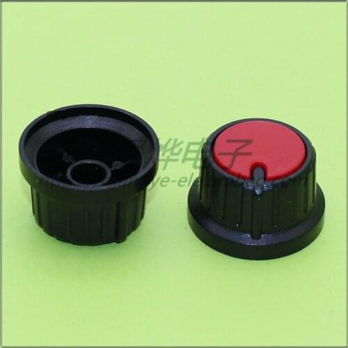 10 pieces 25MM*15.5MM black and red plastic knob potentiometer knob speed control knob flower shaft inner hole 6MM
