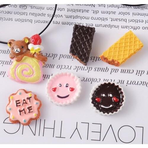 10pcs/lot Resin Food Biscuit Cabochon Embellishment Flatback For Kids DIY Hair Scrapbooking Craft Decoration Favor