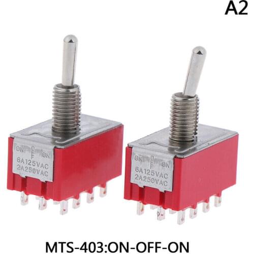 10PCS MINI MTS-403 4PDT 12PIN ON-OFF-ON Miniature toggle switch power switches 6A/125V 2A/250V MTS 403 MTS403
