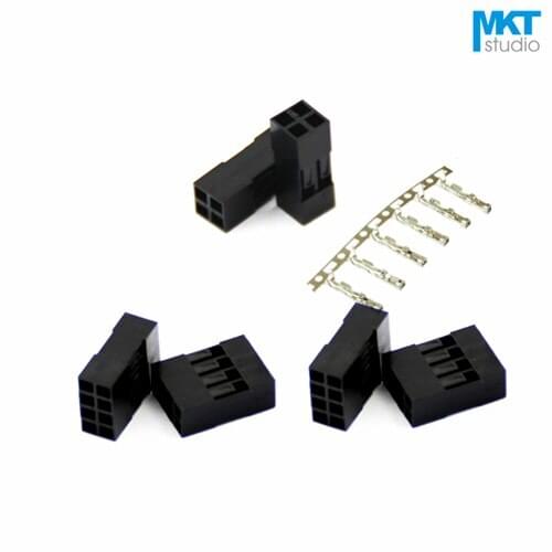 100Pcs Complete Set Dupont 2.54mm Pitch Double Row Female Housing Connector+Crimps 2x2P 2x3P 2x4P