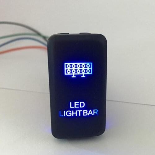 12V Blue 2LED 2 Way ON-OFF Push Button LED Light Switch with Connector Wire Car Replacement for Toyota