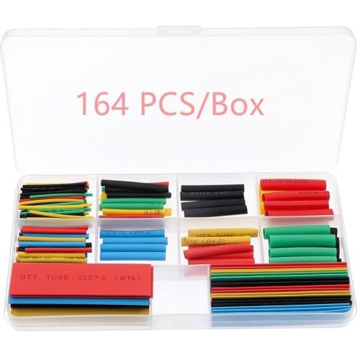 2:1 Polyolefin Insulation Sleeving Heat Shrink Tubing Wire Cable Heat Shrink Tube Kit Shrinking Assorted 164pcs/box