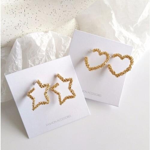 2020 Europe and the United States exaggerated fashion simple metal design love star earrings new tide earrings