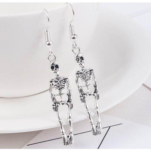 2021 New Fashion Halloween Vintage Skeleton Skull Dangle Earrings for Women Jewelry Party Gifts Aretes De Mujer Modernos Hot
