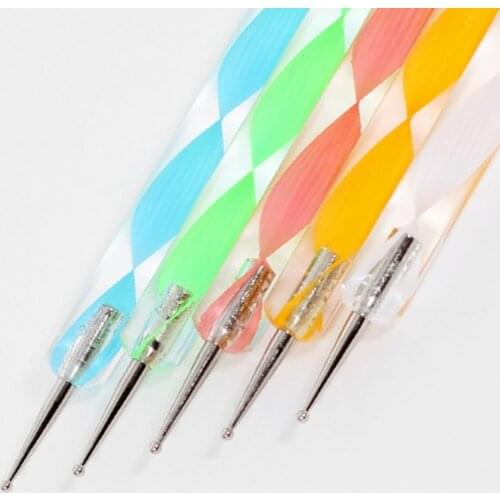 5pcs/set Professional 2 way Dotting Marbleizing Manicure Painting Dotting Pen Nail Art Tool Dot Diamond Set