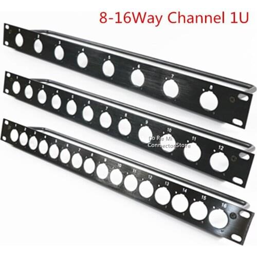 5PCS/lot 1U 19" Rack Patch Panel 8 12 16 Way Channel Flight Case Mount For XLR Connecctor RJ45 CAT6 USB-3.0 SpeakOn Audio Cable