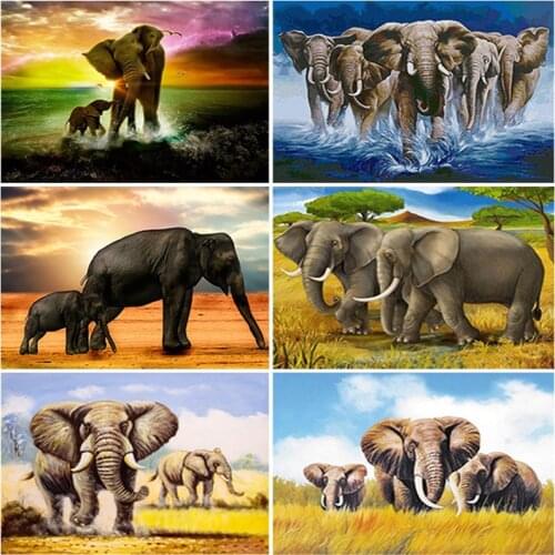 DIY Elephant 5D Diamond Painting Full Square Drill Animal Diamond Embroidery Rhinestone Wall Art Mosaic Home Decor Handmade Gift