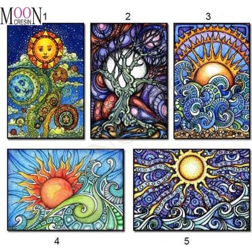 5D Diy Diamond Embroidery Cartoon Full Diamond Painting Cross Stitch Sunning & Moon Diamond Mosaic Full Square Drill Decoration