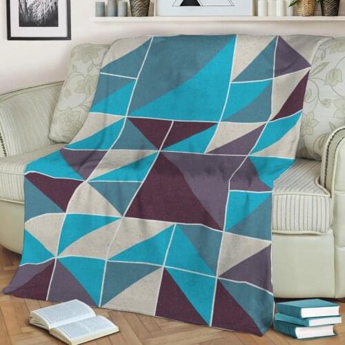 Abstract Geometric Pattern 3D Printed Velvet Plush Throw Fleece Blanket Bedspread Sherpa Blanket Home Decora